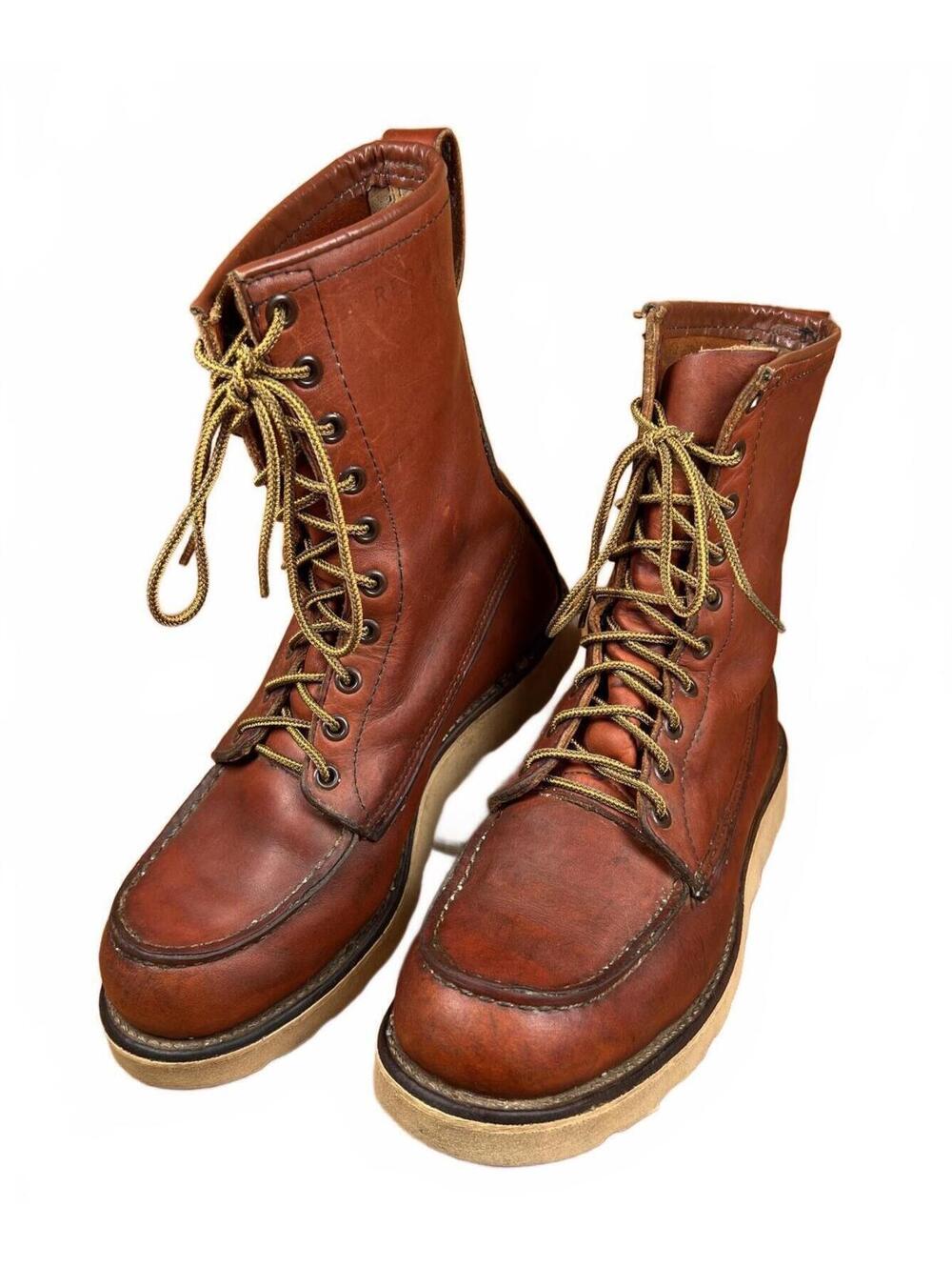 Vtg Early 90s Red Wing Irish Setter Leather Moc Toe Lace-Up Boots Size 7.5 D